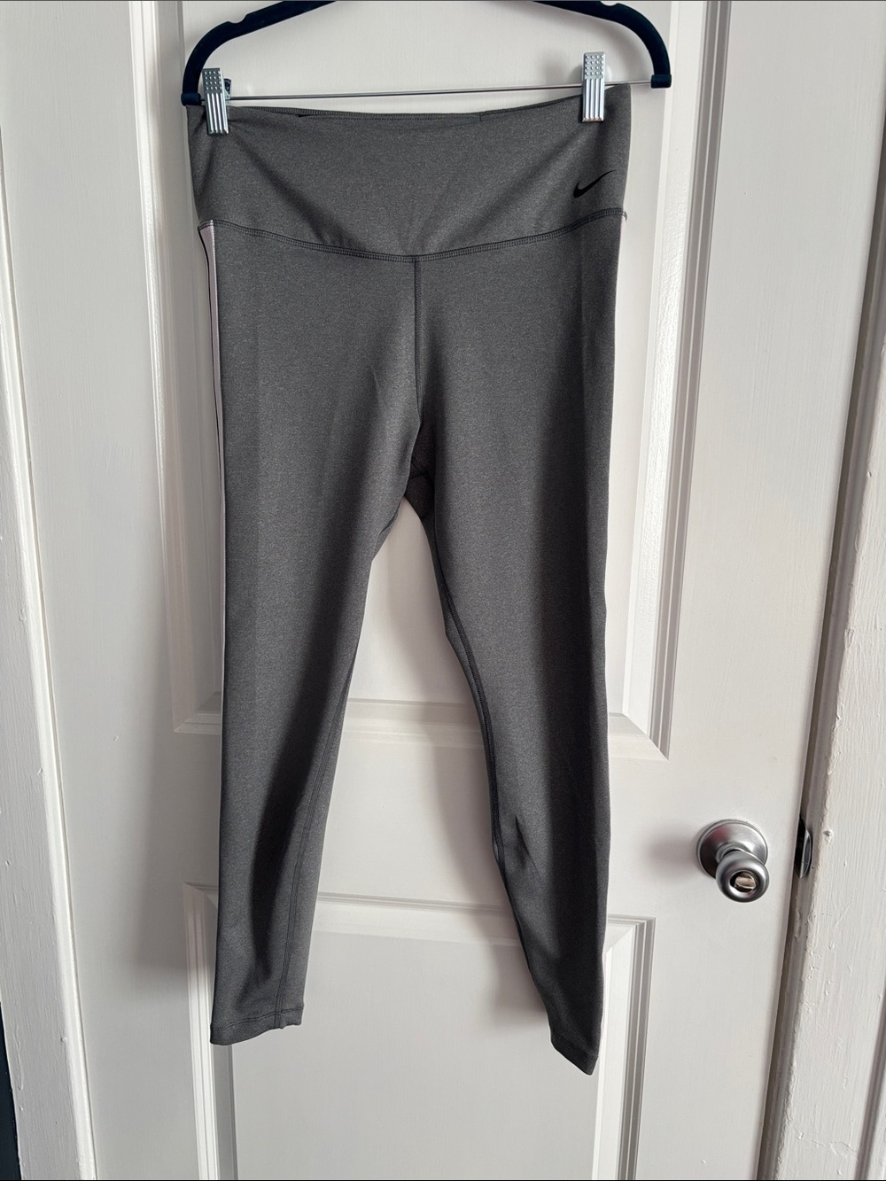 Nike Dark Gray High-Rise Leggings with Light Pink Side Trim
